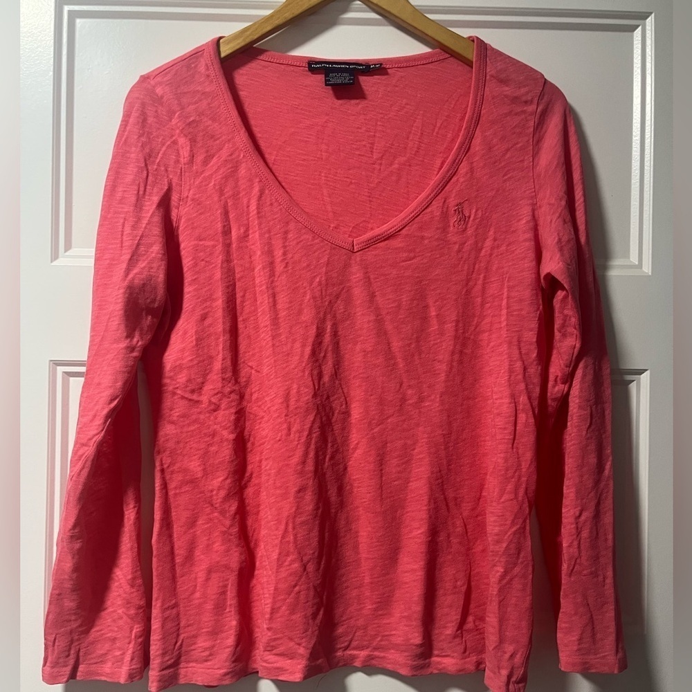 Ralph Lauren Pink Fitted Long Sleeve Tee